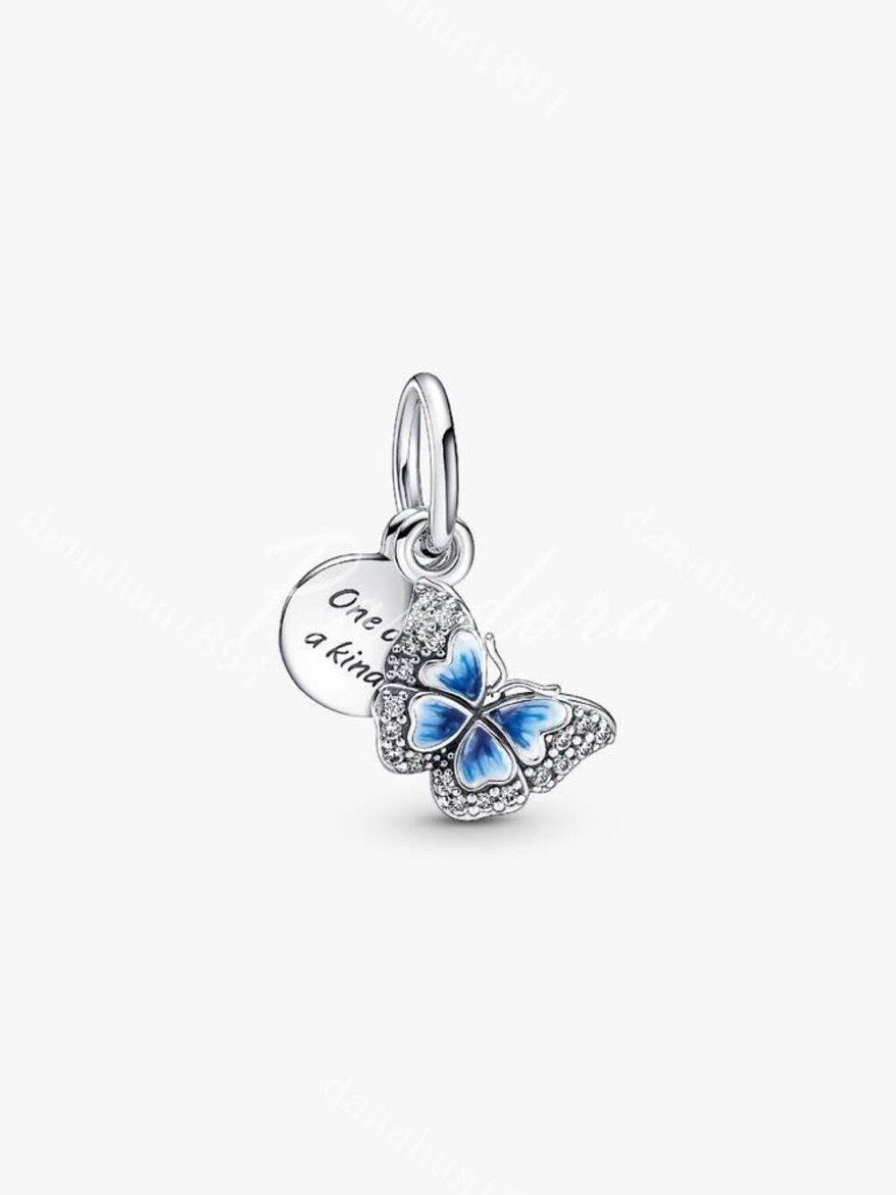 Pandora Blue Butterfly & Quote Double Dangle Charm